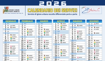 Calendario raccolta rifiuti solidi urbani - anno 2026