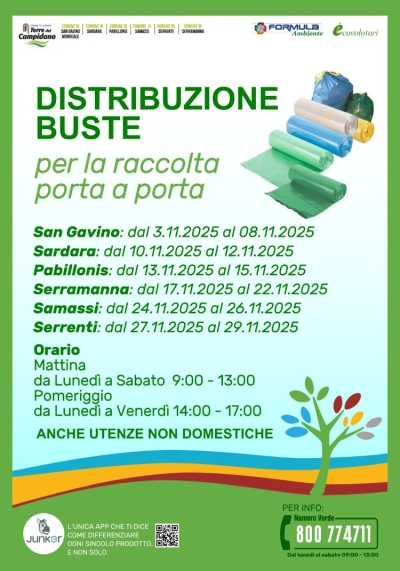 Distribuzione buste per la raccolta porta a porta